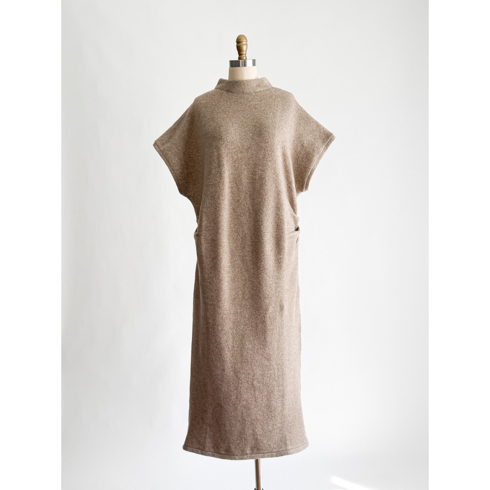 Eloquii Sweater Dress Mock Neck Midi Pocket 14/16 Beige Knit Relaxed Dolman